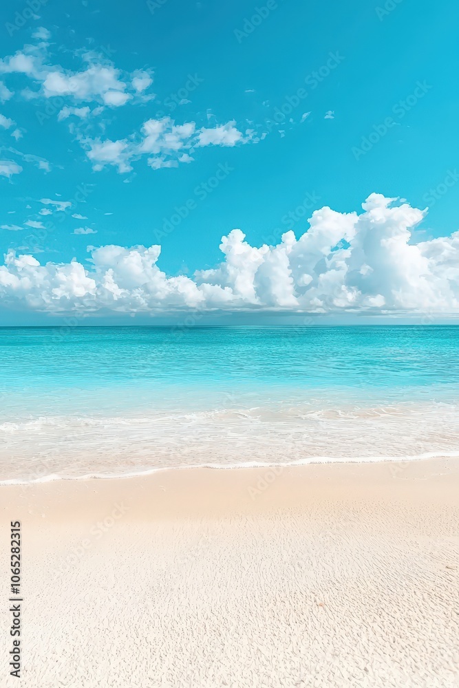Obraz premium Empty beach with a vast horizon, isolated to emphasize peaceful, open space