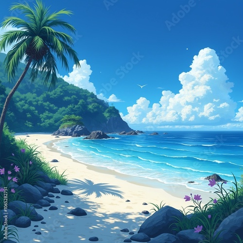 beach with palm trees
