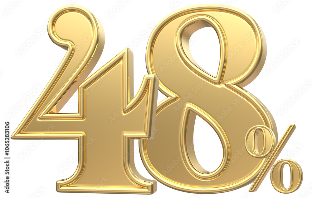 Obraz premium 48 Number Percent Gold 3D Render