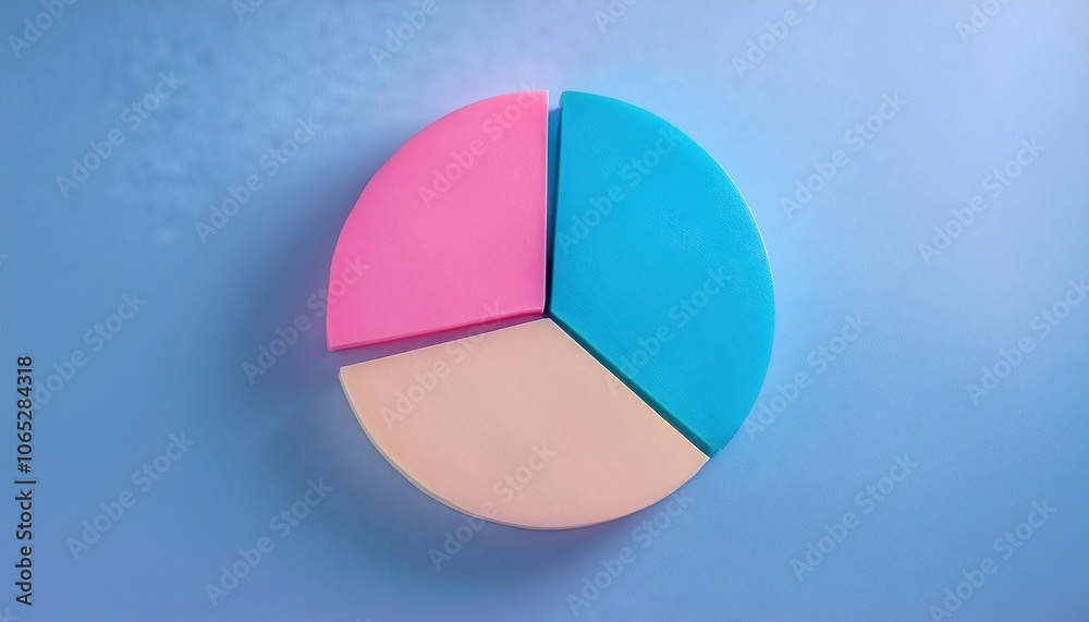 Colorful 3D pie chart on a solid pastel background