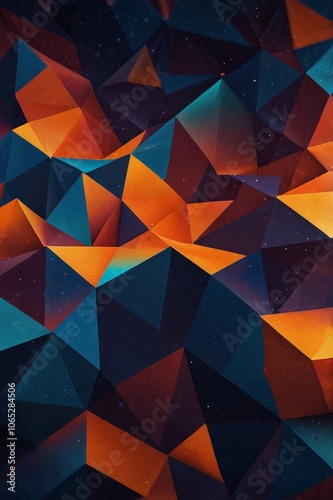 Abstract polygonal background. Triangular design for your business, Blue orange Gradient Digital Polygons. A Network Grid Fusion background wallpaper