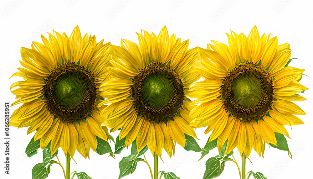 Naklejka premium Sunflowers isolated on white background