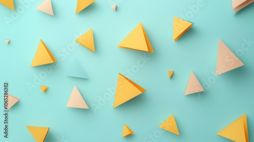 Free Download Abstract Geometric Background with Yellow and Beige Triangles on Teal Surface - GFXLoad