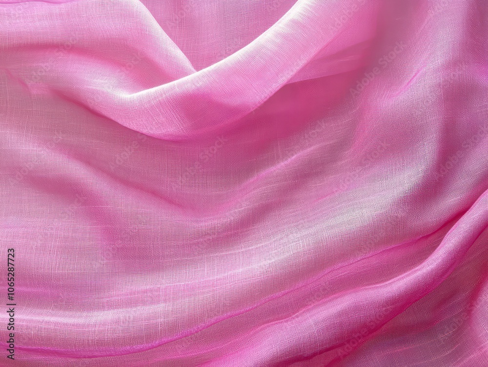 Obraz premium A soft pink fabric background with clean minimalist lines, creating an elegant and uncluttered design perfect for modern, peaceful aesthetics.AI Generation