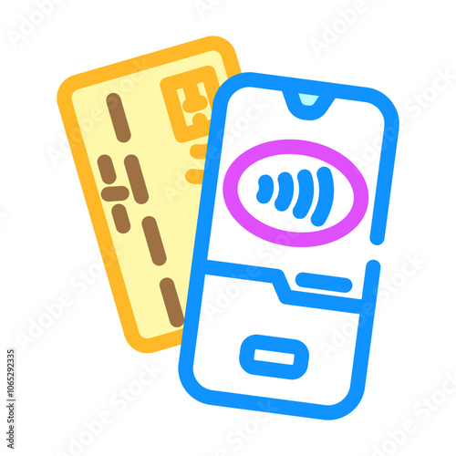 phone tapping card color icon vector. phone tapping card sign. isolated symbol illustration