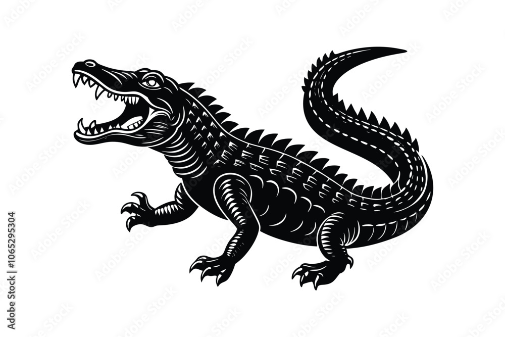 Obraz premium Fierce Crocodile Vector Illustration - Wild Reptile Icon for Jungle Wildlife Art, Nature Decor & Exotic Design
