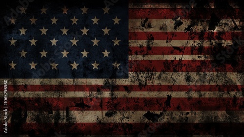 Grunge American Flag Background with Distressed Texture