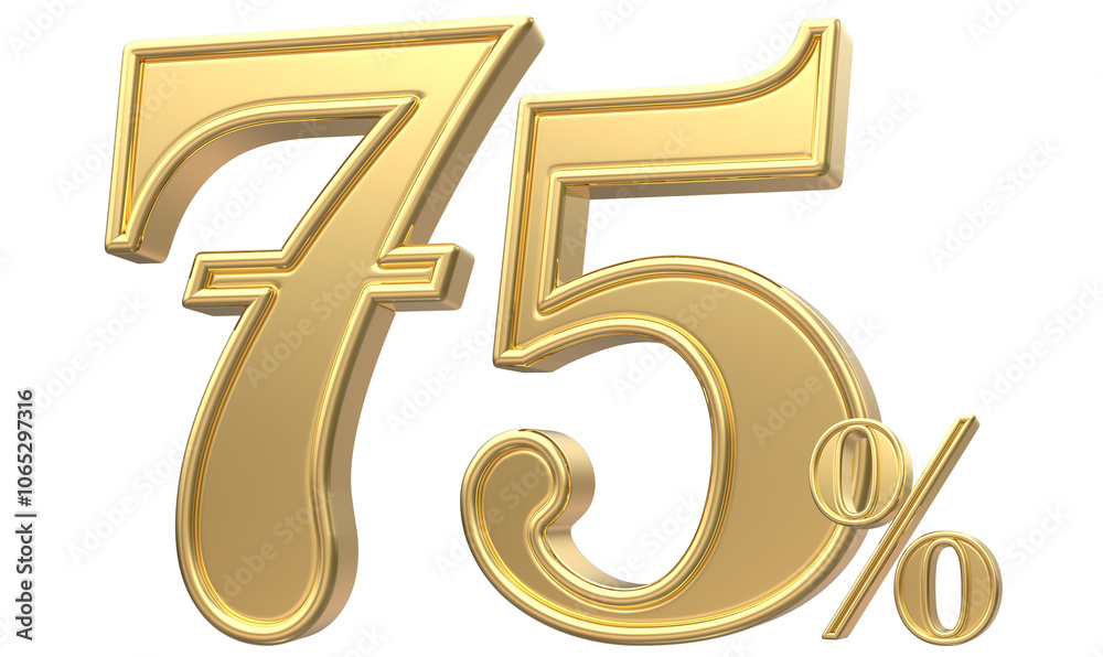 Obraz premium 75 Number Percent Gold 3D Render