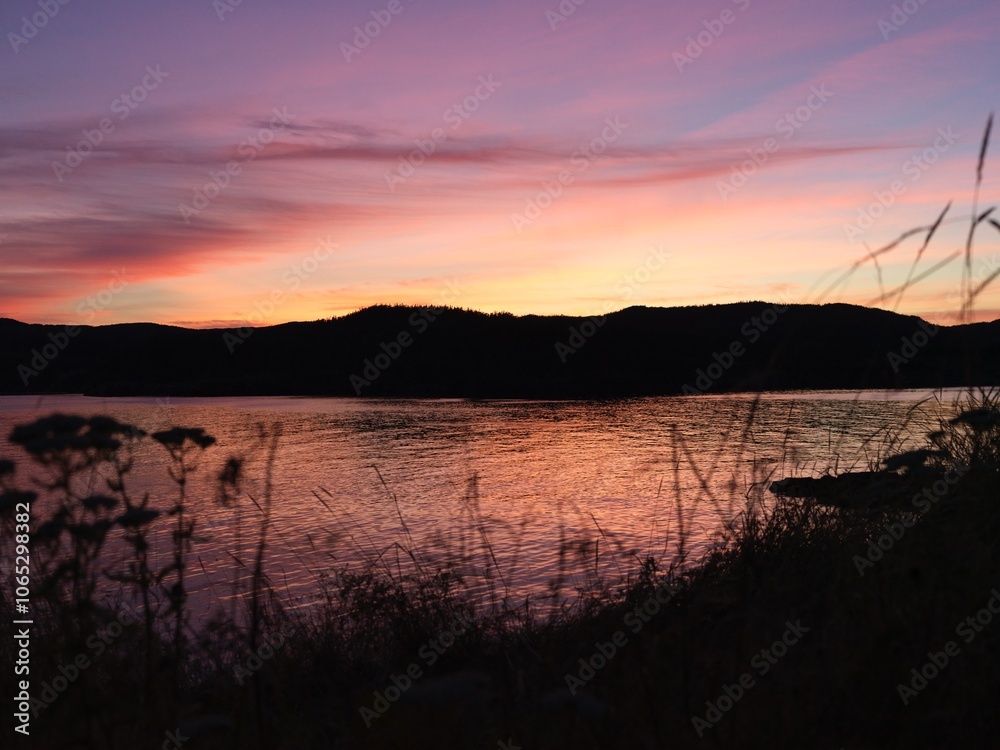 sunset over the water