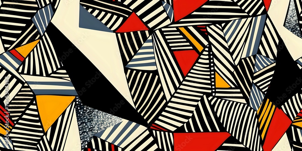 Obraz premium Abstract Geometric Pattern with Stripes and Triangles