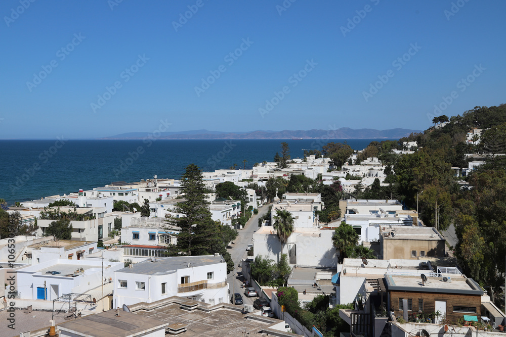 Fototapeta premium La marsa tunisia seaside town panoramic view and cityscape