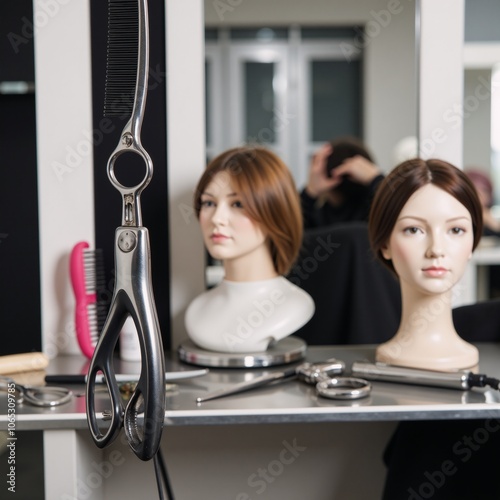 A hair comb and hair salon theme in concept art photo