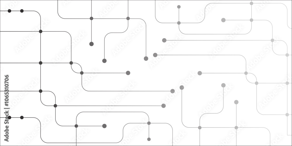 Obraz premium Simple network circuit board connected dots and lines background template. Technology blockchain linked global digital database graphic vector