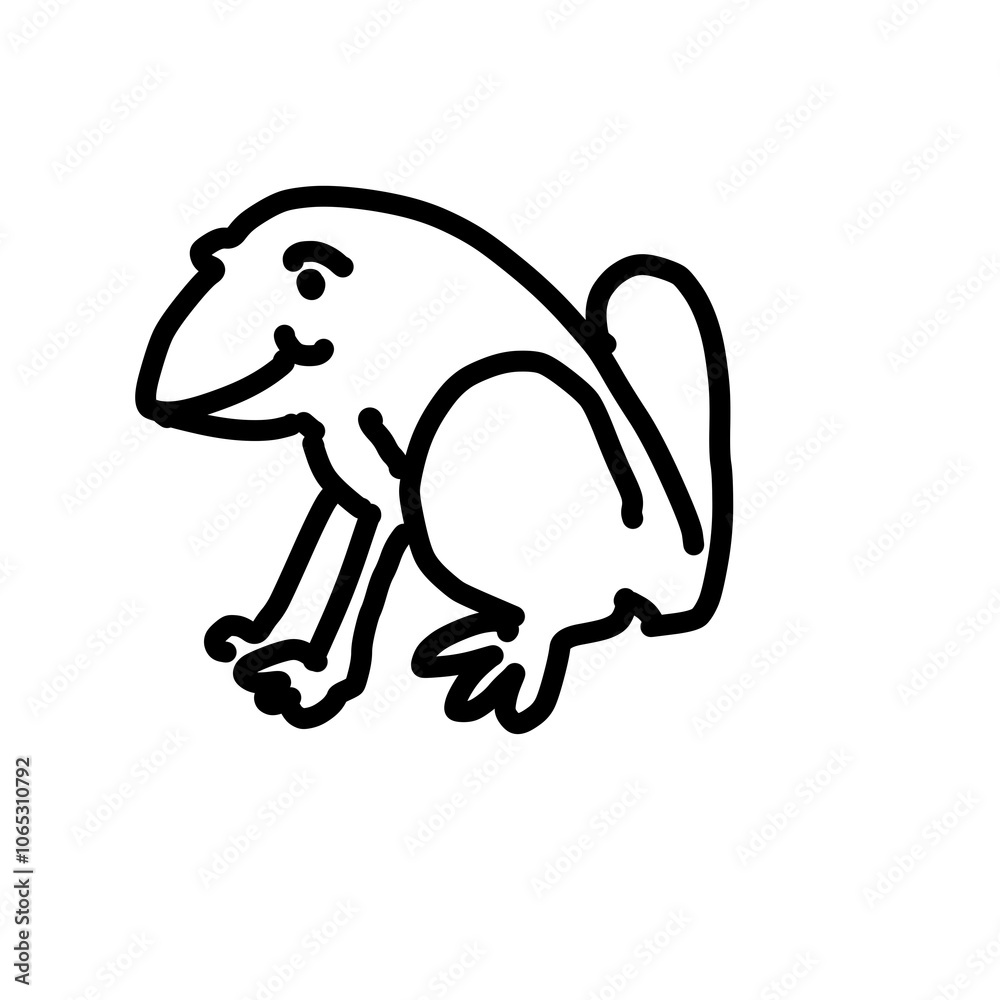 Fototapeta premium black and white outline hand drawing of a cartoon frog