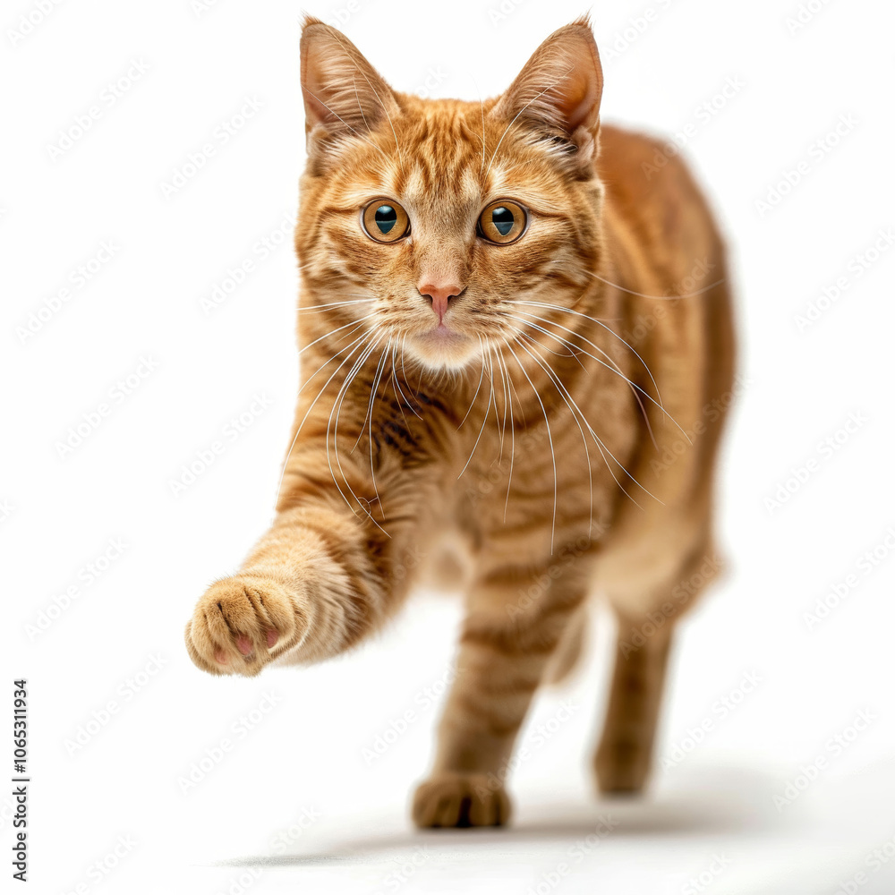 Fototapeta premium Playful Ginger Kitten Dancing in the Air