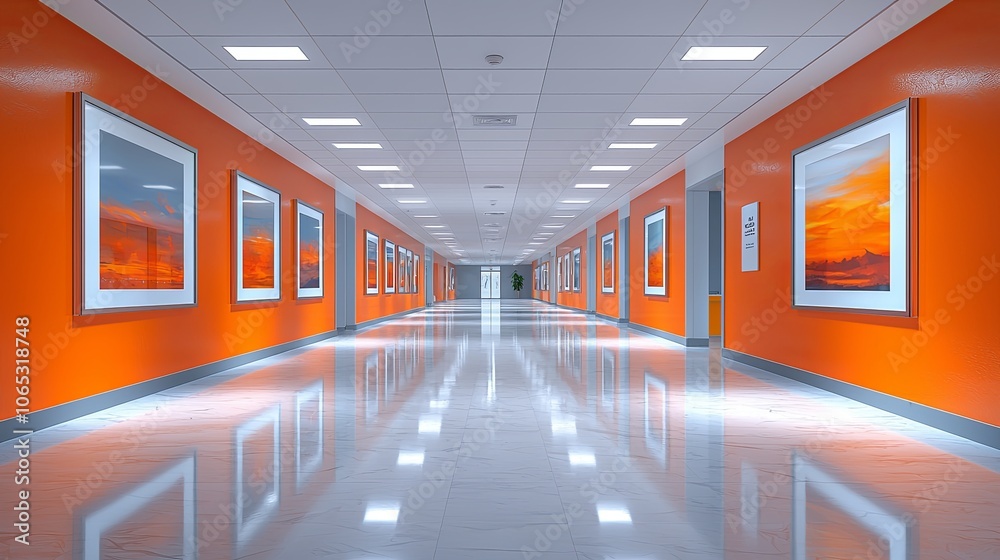 Fototapeta premium Vibrant Hallway with Art for Awareness Campaign
