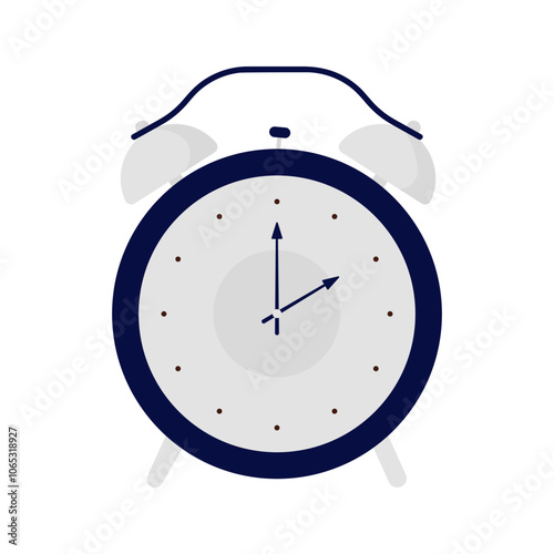 Retro alarm clock with dial and hands to wake up early in morning vector illustration