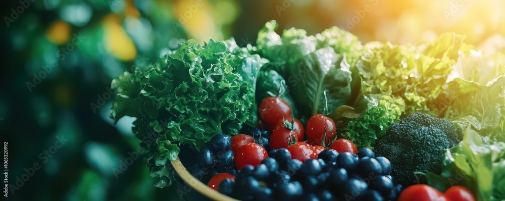 Fototapeta premium Explore the vibrant world of fresh vegetables and fruits for a healthy lifestyle