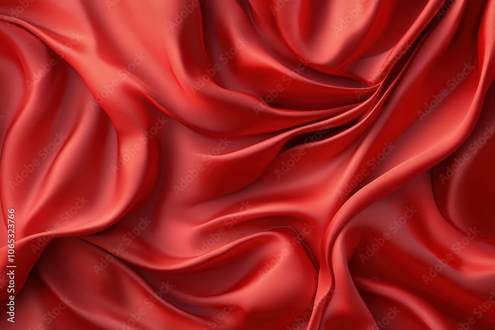 Obraz premium Elegant velvet curtain reveals realistic. Graphic depiction of drapery, crimson cloth showcase for sophisticated occasions, hiding surprises, material for award presentation