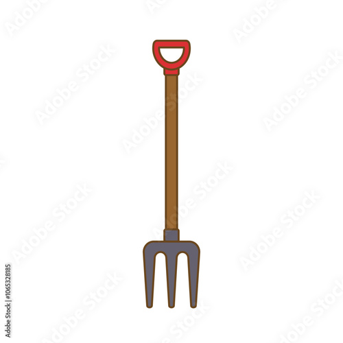 A clean and simple pitchfork tool isolated on white background cartoon style.