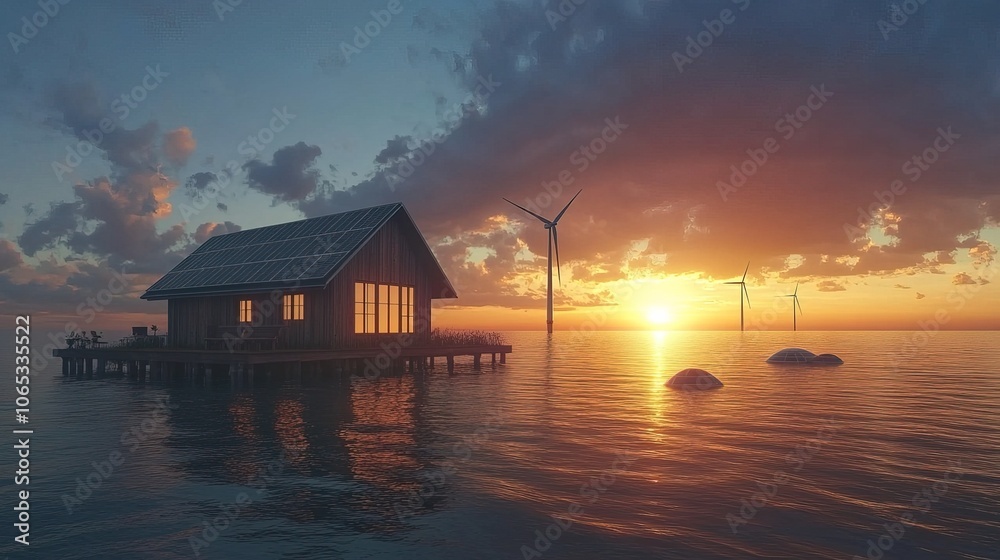 Obraz premium Solar panels and windmills, alternative energy concept