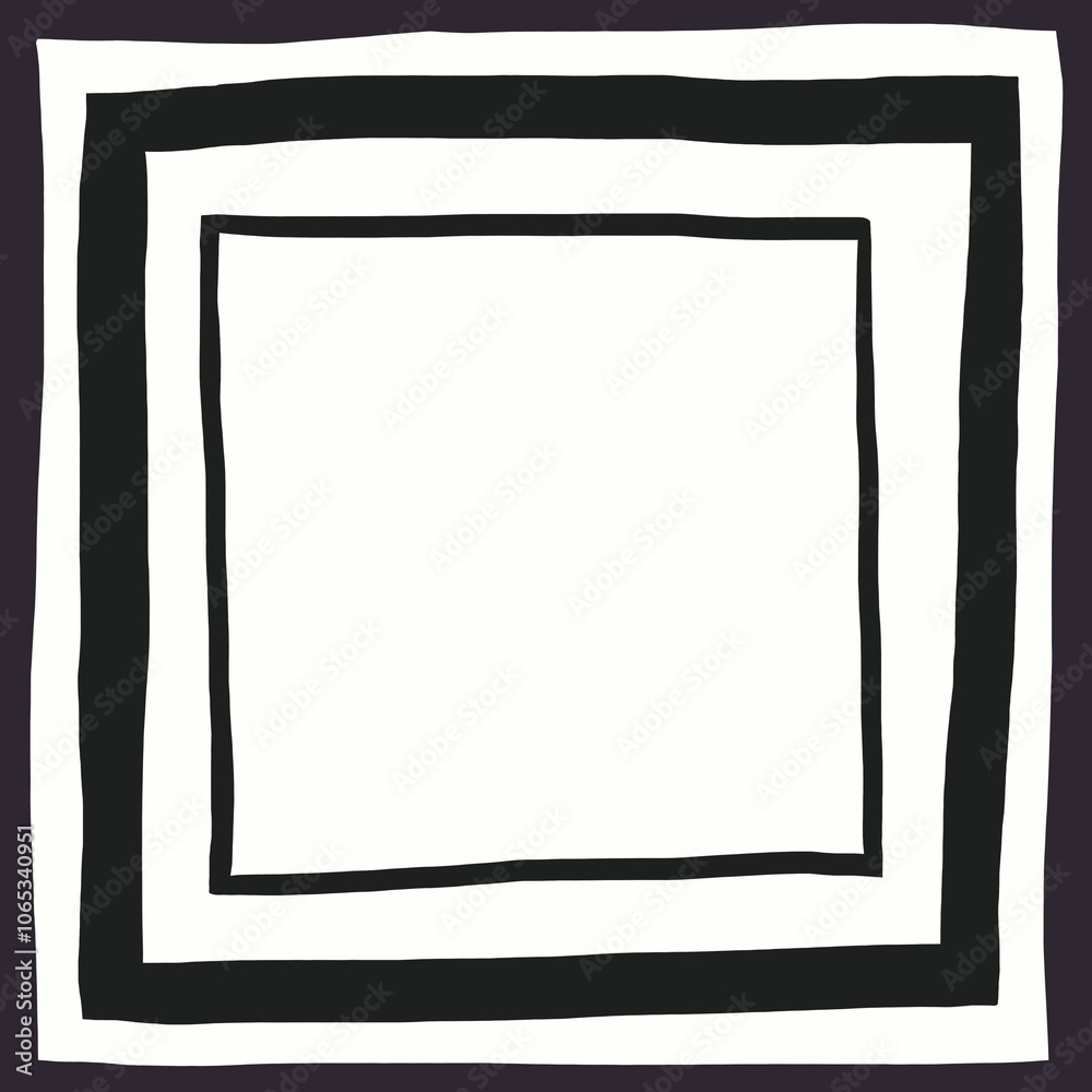 Fototapeta premium black and white hand drawn pattern. minimal vintage chic frame. 