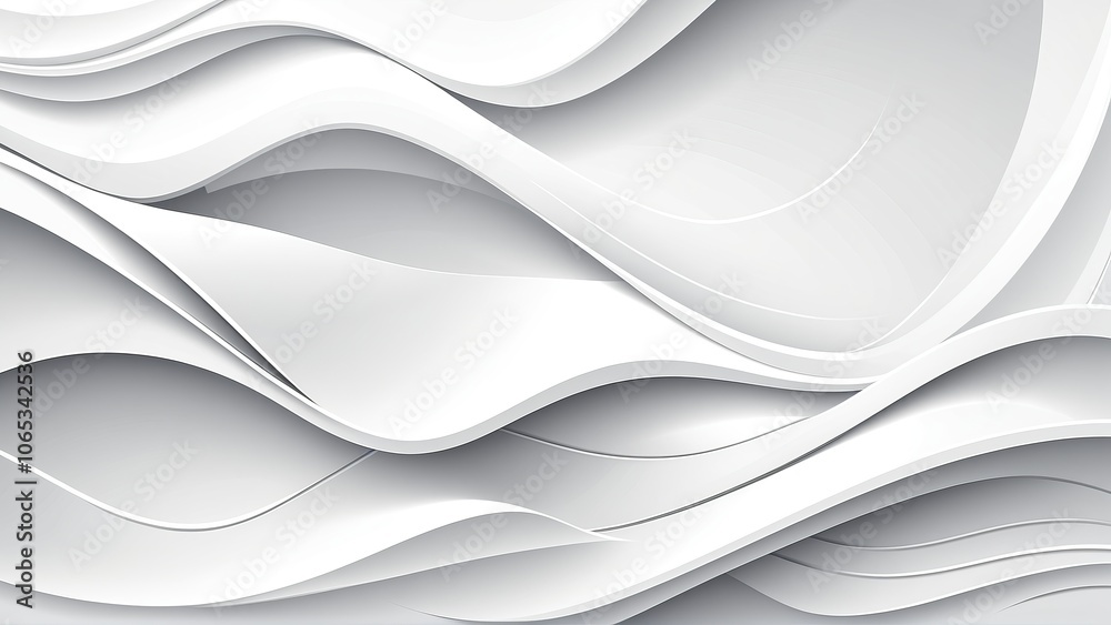 Fototapeta premium Modern white abstract wave pattern with elegant curves and textured layers