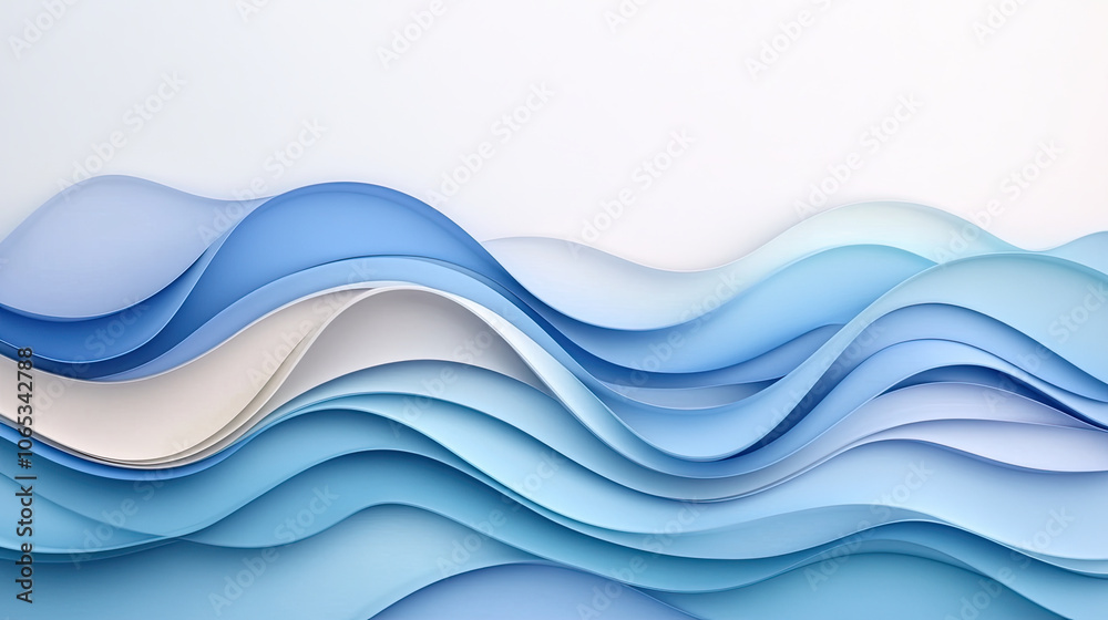 Fototapeta premium serene wave design featuring various shades of blue, creating calming effect. smooth curves and layers evoke sense of tranquility and fluidity