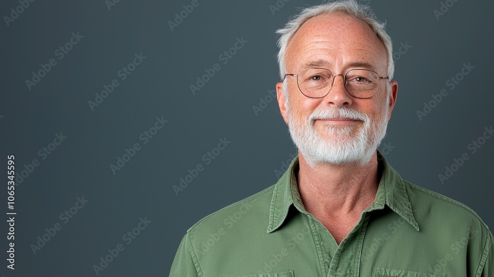 Fototapeta premium Senior Man Portrait with Kind Expression and Glasses