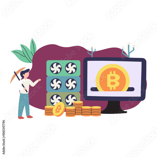Person using computer and graphic cards for cryptocurrency mining, suitable for technology, finance, digital currency, and computing concepts.