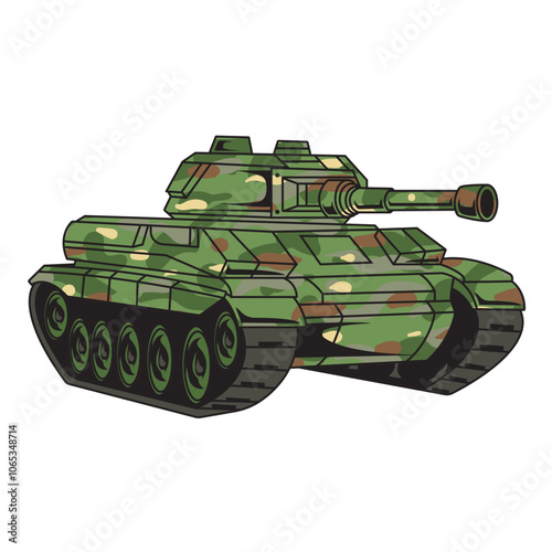 Vector Illustration of Tank in Side View with Simple Illustration