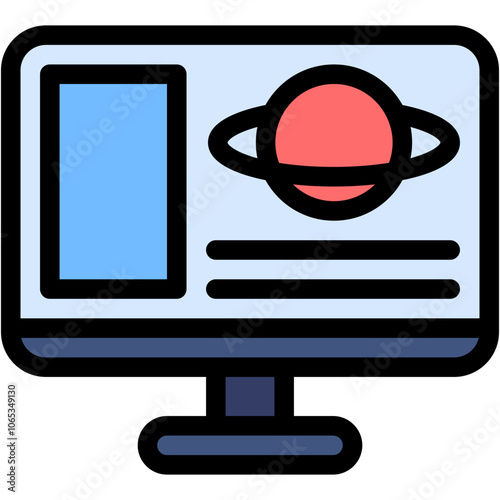 Monitor, ELearning, Online Learning, Astronomy, Electronics, Education Icon photo