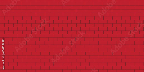 an arrangement of black striped squares, composing a building in the form of a wall texture on a red background.