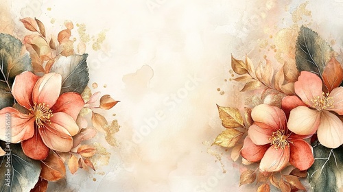 Elegant Botanical Border with Elder Leaves and Flowers