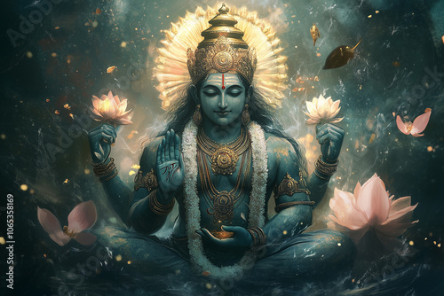 Sacred Hindu deity Vishnu