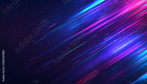 Vibrant Neon Streaks With Glowing Dark Background