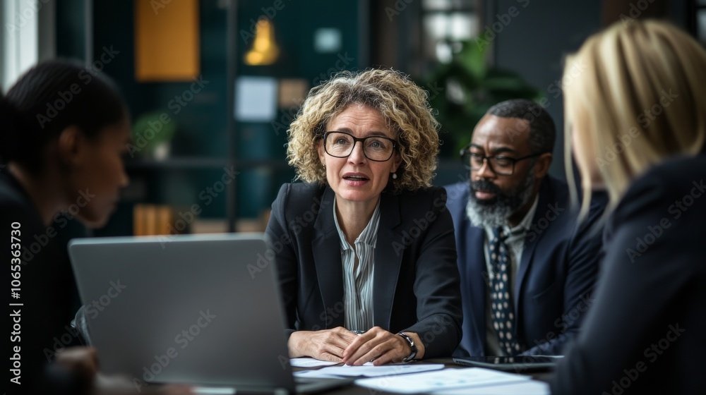 Fototapeta premium Businesswoman Leading a Meeting with Colleagues