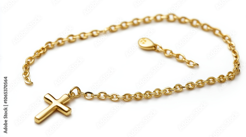Fototapeta premium Delicate gold chain necklace with small cross pendant, perfect for everyday wear or special occasion