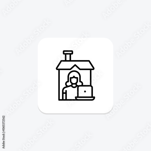 Work From Home line icon , vector, pixel perfect, illustrator file