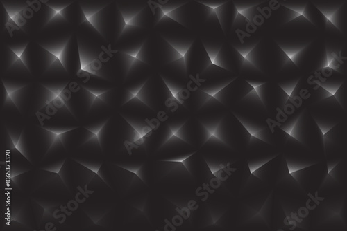 Abstract design featuring intricate black polygons on a solid black background, creating an eye-catching and intricate visual contrast.