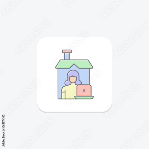 Work From Home lineal color icon , vector, pixel perfect, illustrator file