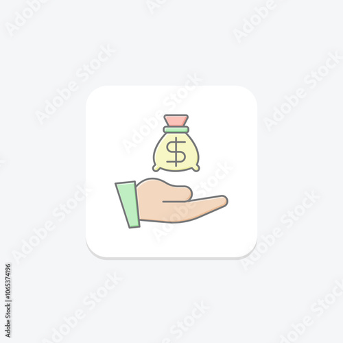 Hand Money lineal color icon , vector, pixel perfect, illustrator file