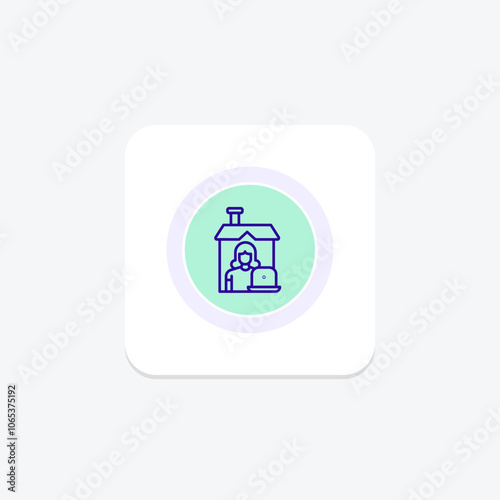 Work From Home color circle icon , vector, pixel perfect, illustrator file