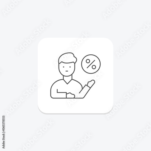 Employee Discount thinline icon , vector, pixel perfect, illustrator file