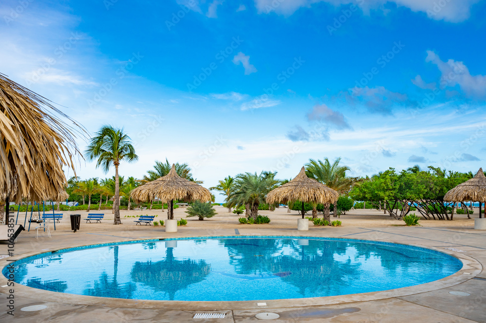 Obraz premium swimming pool with sun loungers