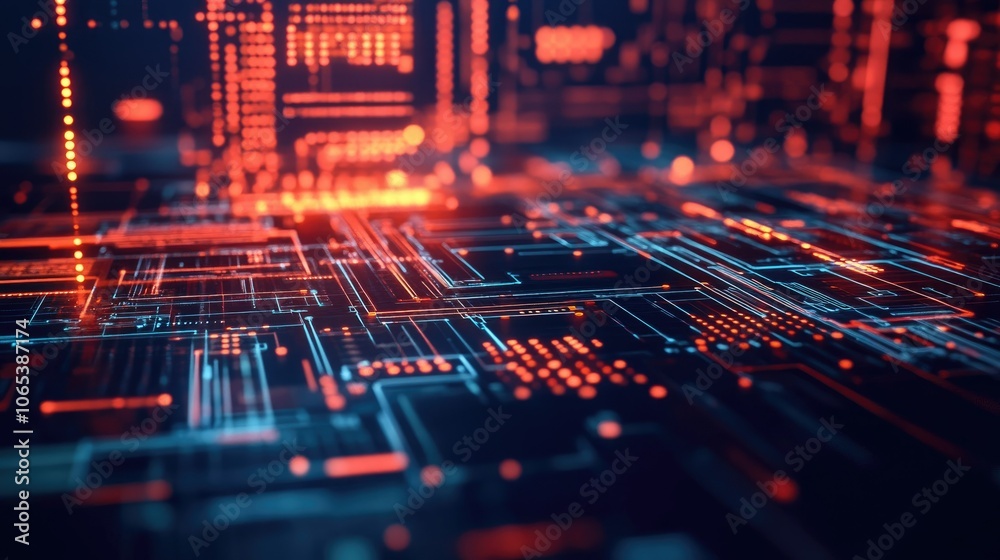 Obraz premium Abstract digital lock with binary code and circuit lines, symbolizing data security and tech innovation