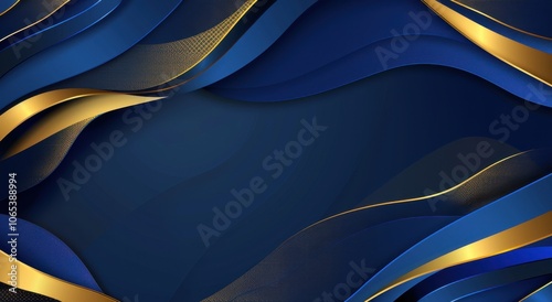 Elegant blue and gold gradient with smooth curves in minimalist design