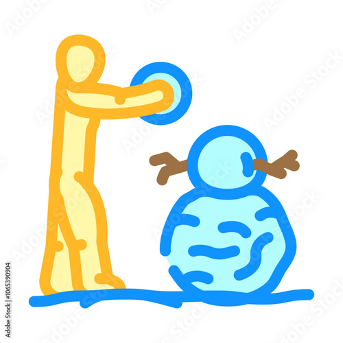 building snowman winter color icon vector. building snowman winter sign. isolated symbol illustration