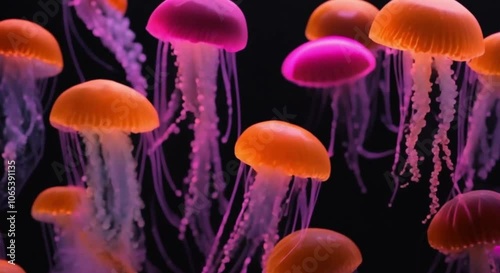 There are lots of colorful jellyfish in the ocean