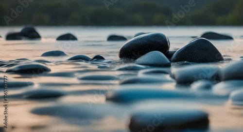 pile of stones in the river